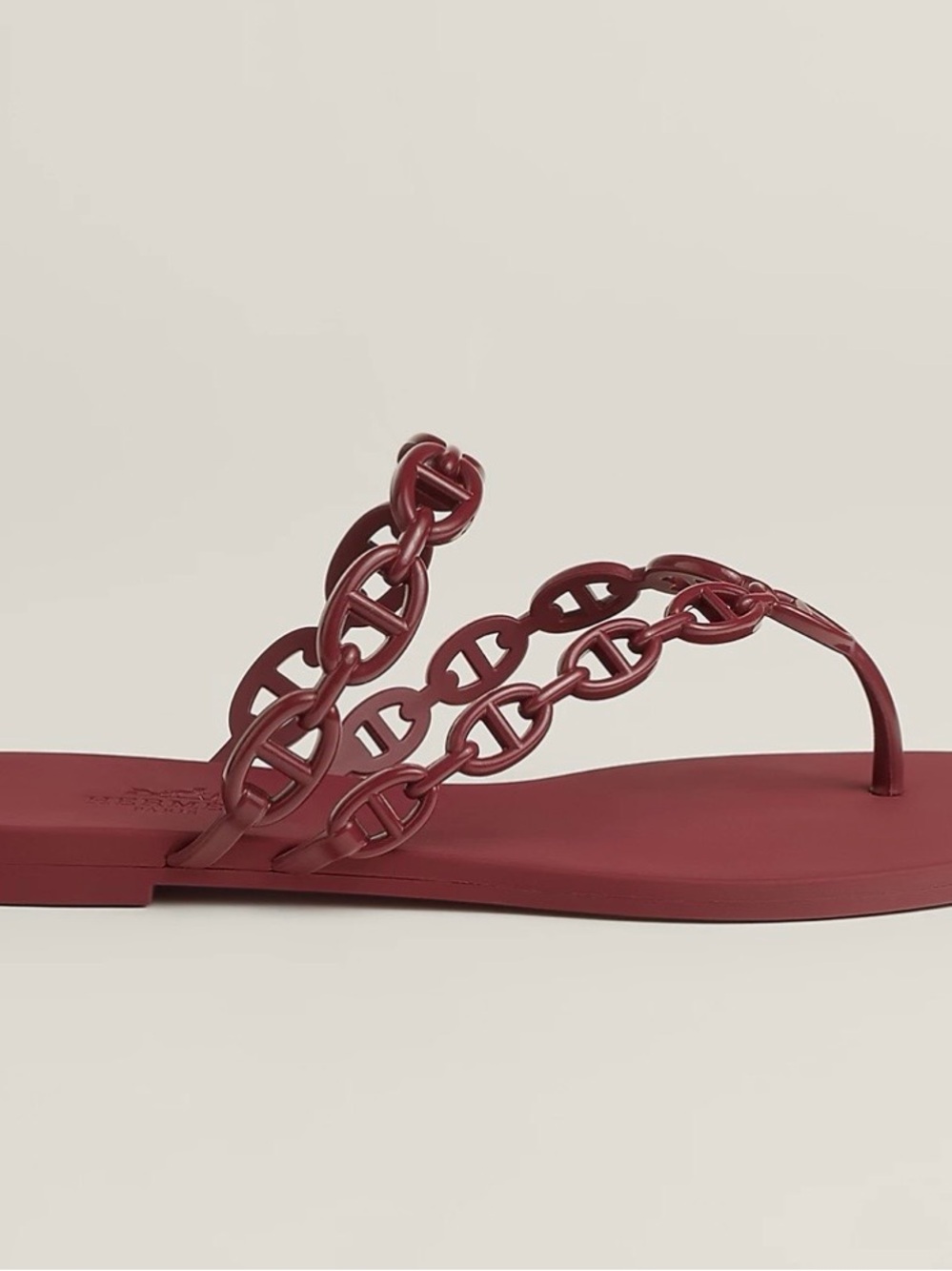 Hermes Women’s Island Sandal in Burgundy Red
